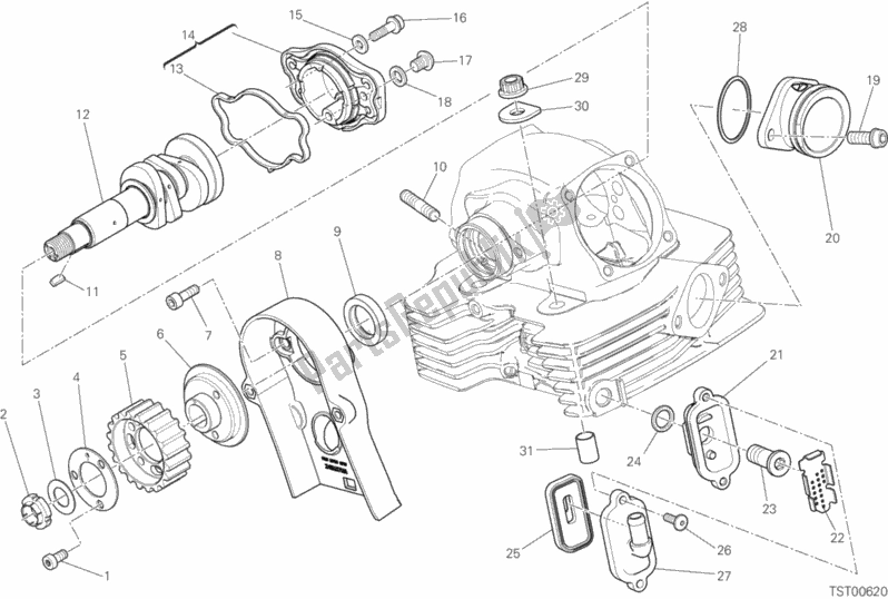 Tutte le parti per il Testata Verticale - Fasatura del Ducati Scrambler 1100 Sport Thailand 2020